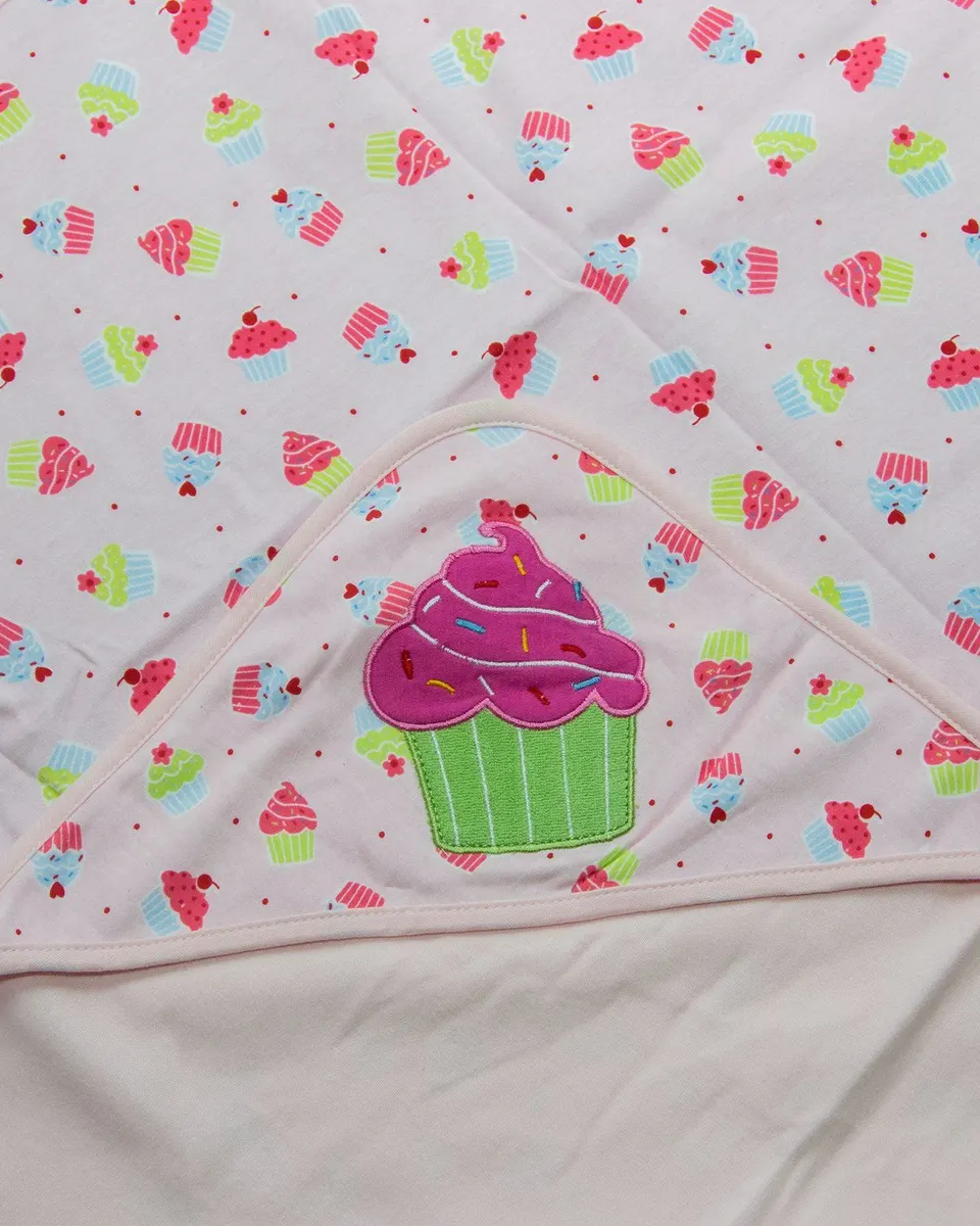 Double Layer Cotton Receiving Blanket hooded- Pink