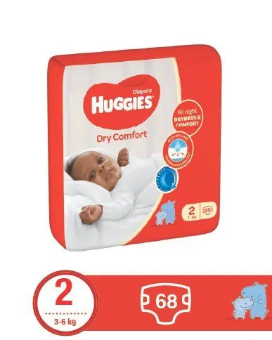 Huggies Dry Comfort Jumbo size 2 (3-6Kgs) 68’s