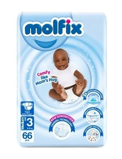 Molfix Diapers Jumbo Size 3 Medium (6.1-9kg) 66’s
