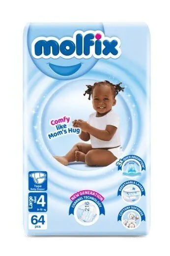 Molfix Diapers Jumbo Size 4 Large (9.1-15kg) 64’s
