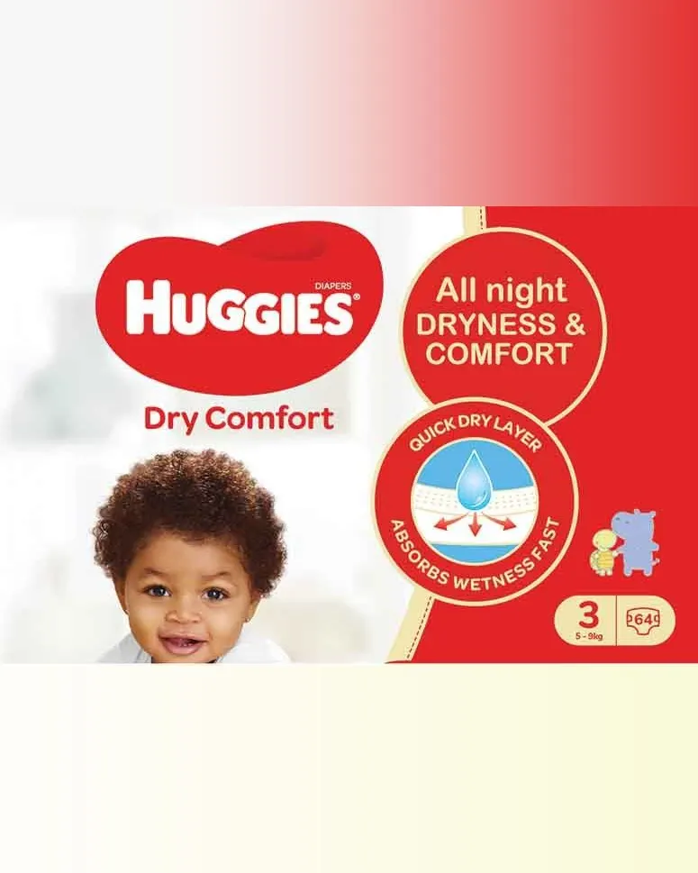 Huggies Dry Comfort Jumbo Size 3 (5-9)Kgs 64’s