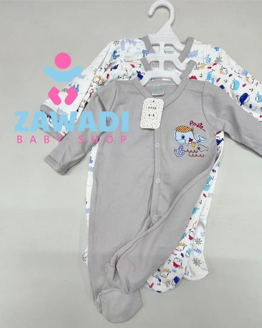 3 Pack Assorted Cotton Sleepsuits