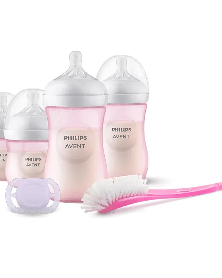 Philips AVENT SCD838/07 Natural Response Newborn Gift Set, Anti-Colic Baby Bottles with Slow Flow Nipples, BPA-Free, Includes Pacifiers and Bottle Brush, Suitab