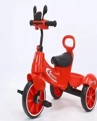 New Kids Tricycle with Music and Lights – Children’s Pedal Tricycle, Baby Ride-On Bicycle with Side Wheels, Durable Plastic Frame