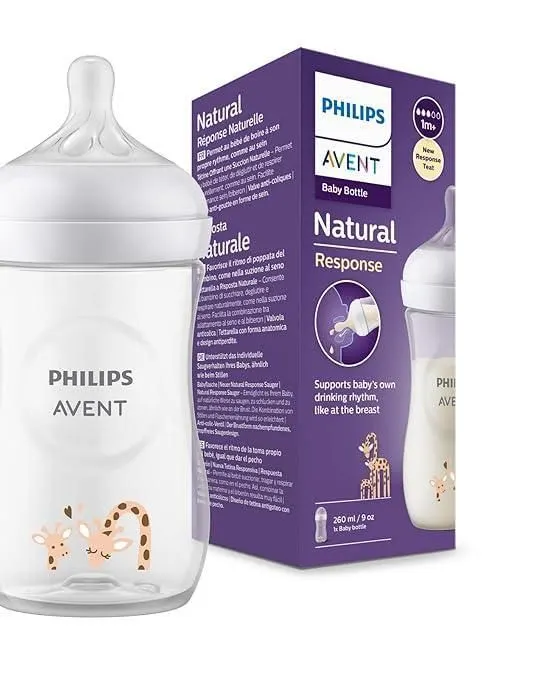 Philips Avent Natural Baby Plastic Feeding Bottle | No.1 Brand Recommended by Moms Worldwide | Ideal for 1 months+| Natural Response Technology Mimics Breastfee