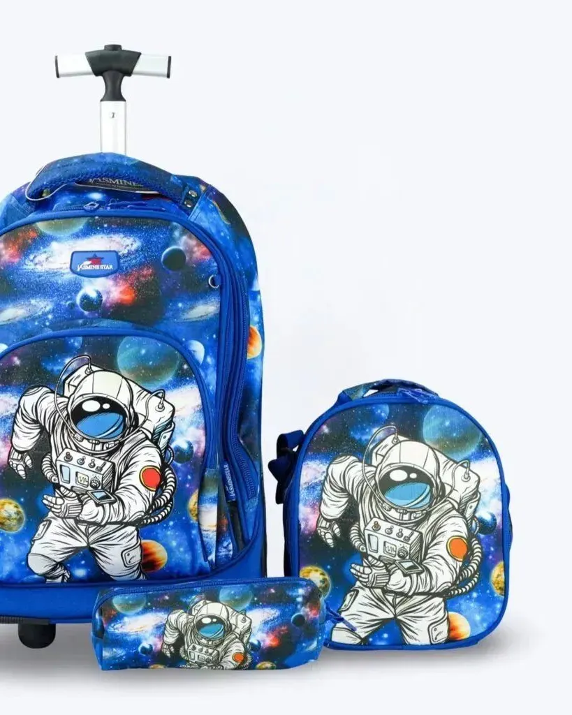 3-Piece Kids School Set 18-Inch with Wheels – Motorbike Theme / Race Car Theme / Astronaut Print
