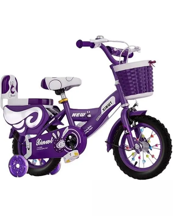 Amecke Kids Bicycles for Boys and Girls from 3 to 9 Years Old 12" Inch with Training Wheels with Basket Adjustable Height Popular School Birthday Celebration Gi