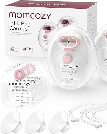 Momcozy Wearable Milk Collection Cups 5oz (2 Pack) with Storage Bags – Direct-to-Bag Breast Pump Accessories for V1 Pro, V2 & Most Electric Pumps