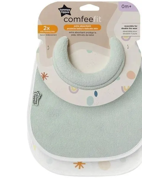 Tommee Tippee Comfee Fit Bibs – Soft, Flexible Baby Bibs with Comfortable Neck Fit, BPA-Free, Easy-Clean Design, Food Catcher Pocket, and Adjustable Closure for