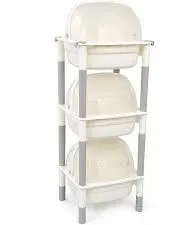 Plastic 3 Layer Storage Basket With Lid For Kitchen/Bathroom Accessories, 1Pc(Assorted Color)
