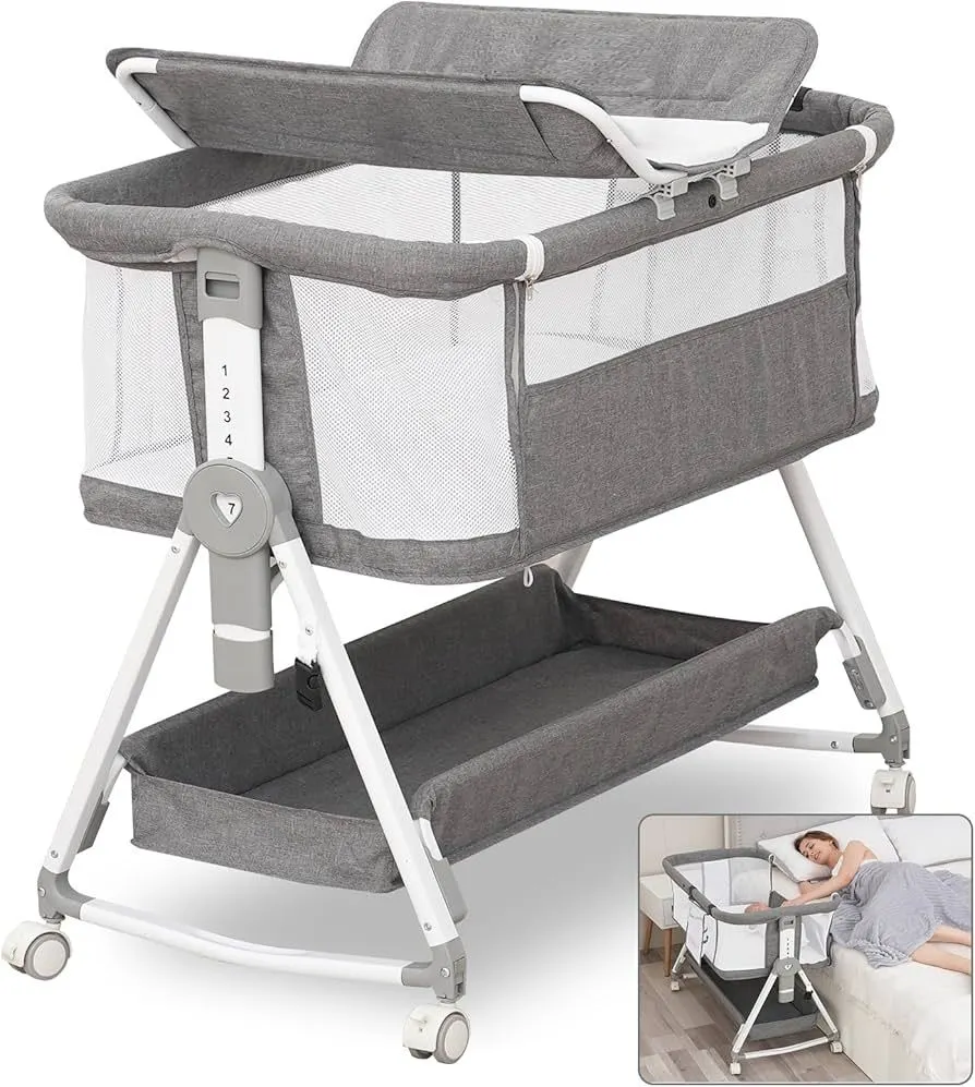 4-in-1 Baby Co-Sleeper Bed with Bassinet, Changing Station & Storage