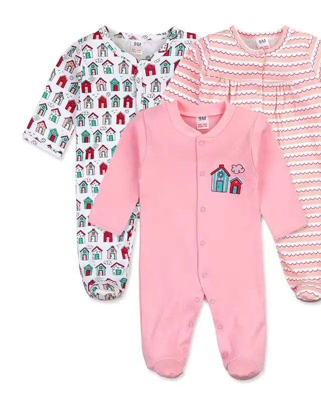 3 pcs set high quality cotton Baby Rompers/baby sleep suits (0-12 months)