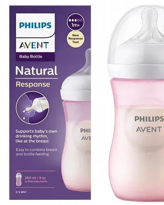 Philips Avent Natural Response Baby Bottle Pink 260ml – 1 Month+