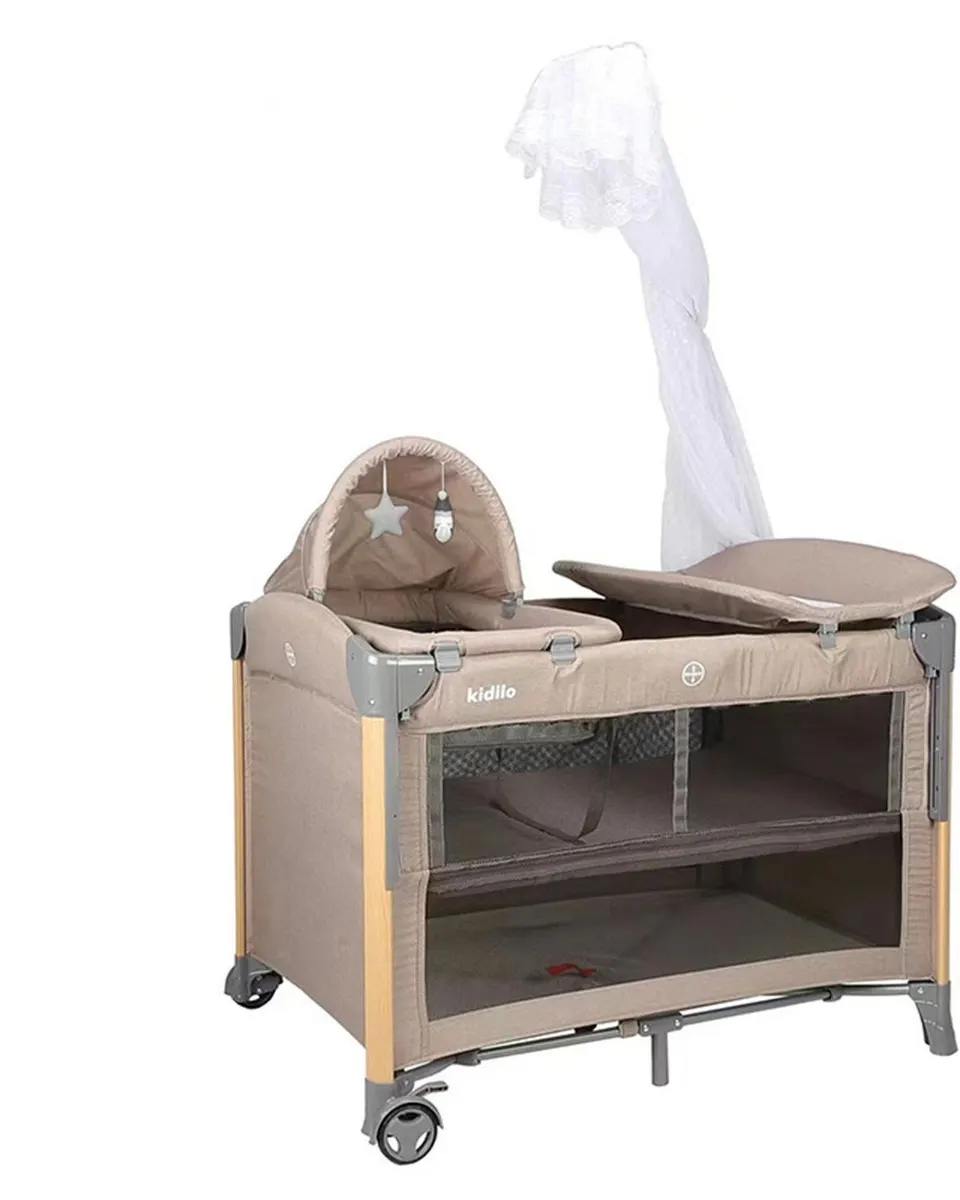 Kidilo Baby Playpen Co-Sleeper Bed with Detachable Baby Bassinet