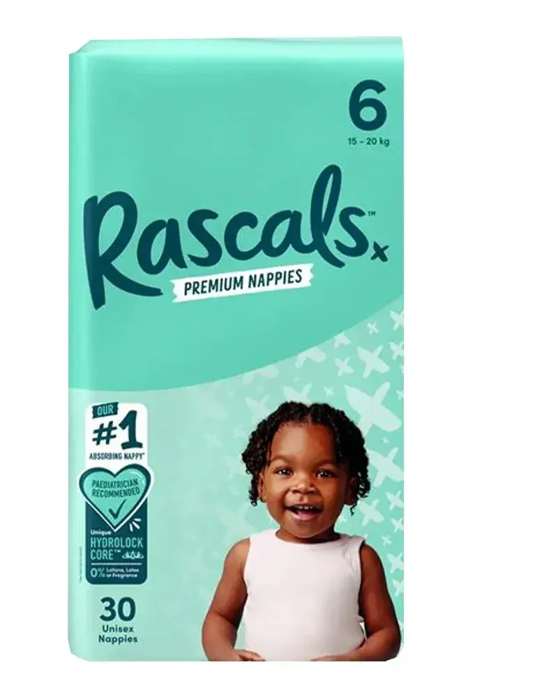 Rascals Premium Adhesive Junior Kids Nappy Diapers Size 6 (15-20kg) – 30 Pieces