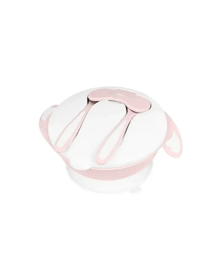 Kikkaboo 4-in-1 Snack Bowl with Fork & Spoon Pink/White