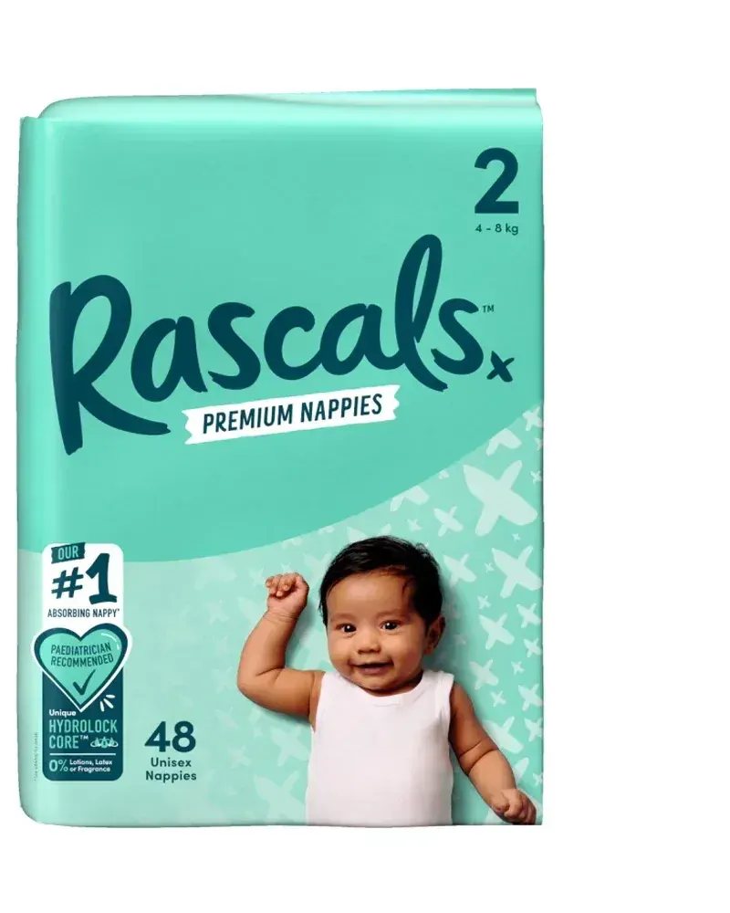 Rascals Premium Adhesive Infant Nappy Diapers Size 2 (4–8 Kgs) – 48 Pieces
