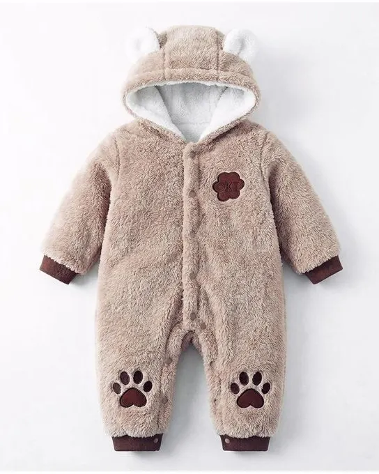 Cozy Bear Fleece Baby Heavy Romper – Unisex