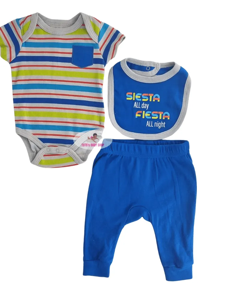 Boy 3 pc set (body suit+pant+bib) 2303