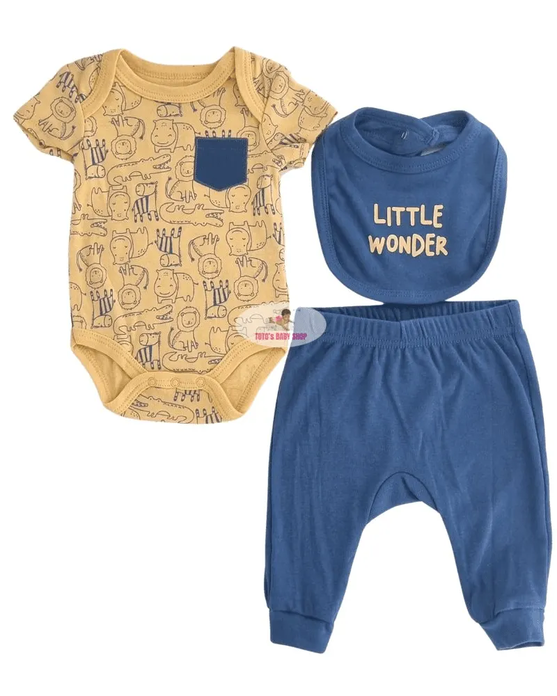 Boy 3 Pc set (Onesies+pant+bib) 2305