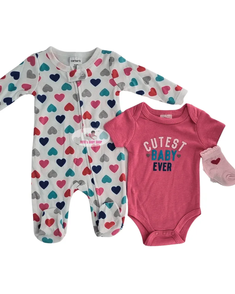 Girl Set (romper+body suit+socks) 2902