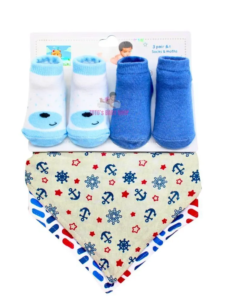 2 Pcs Bandana Bibs & 2 Pairs Socks