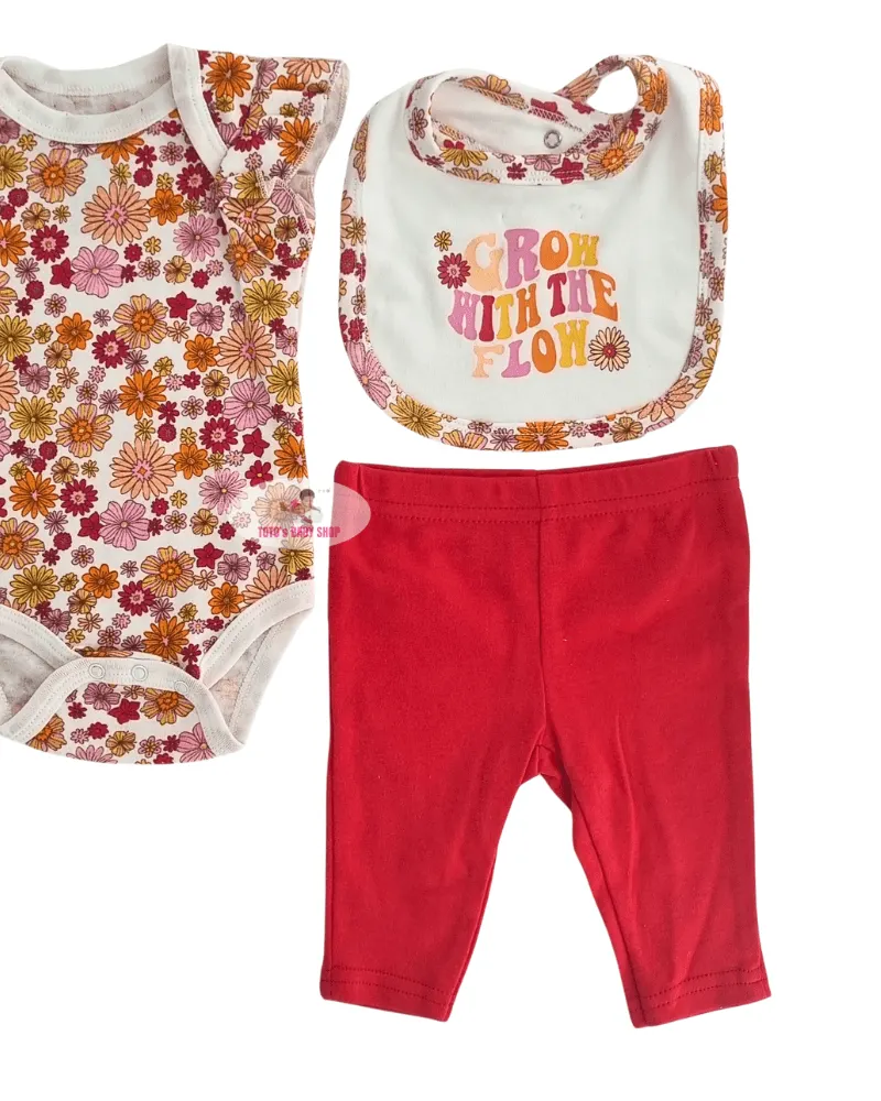 Girl 3 Pc Set (Body Suit+Pant+Bib) 2301