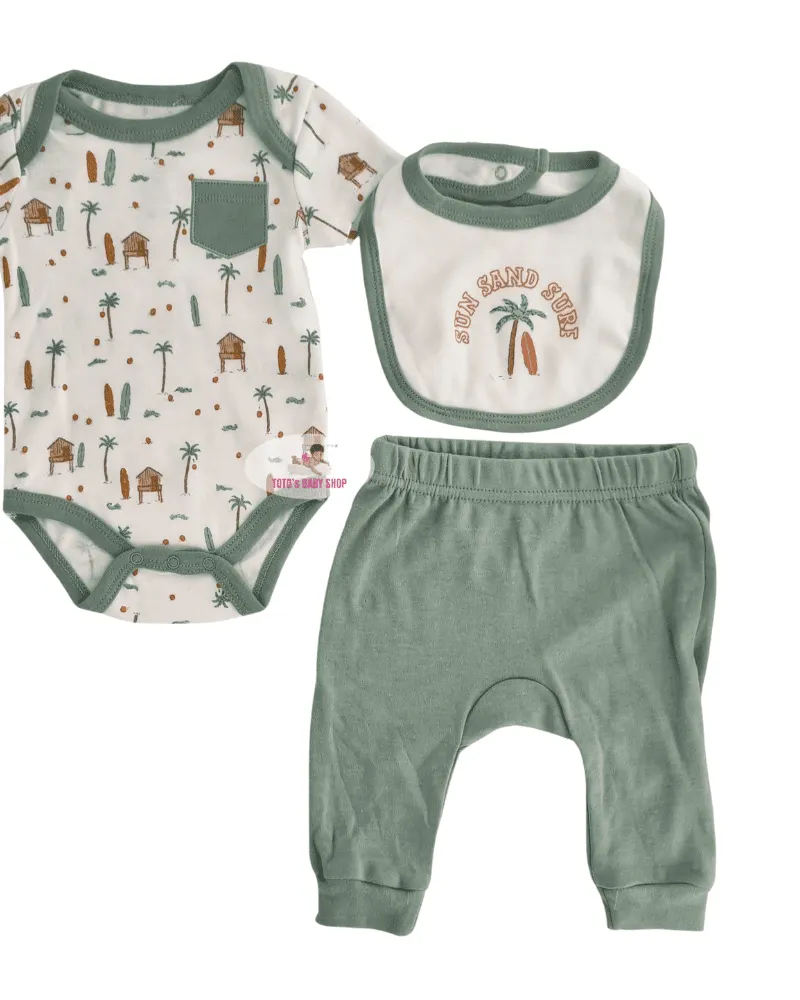 Boy 3 pc set (body suit+pant+bib) 2304
