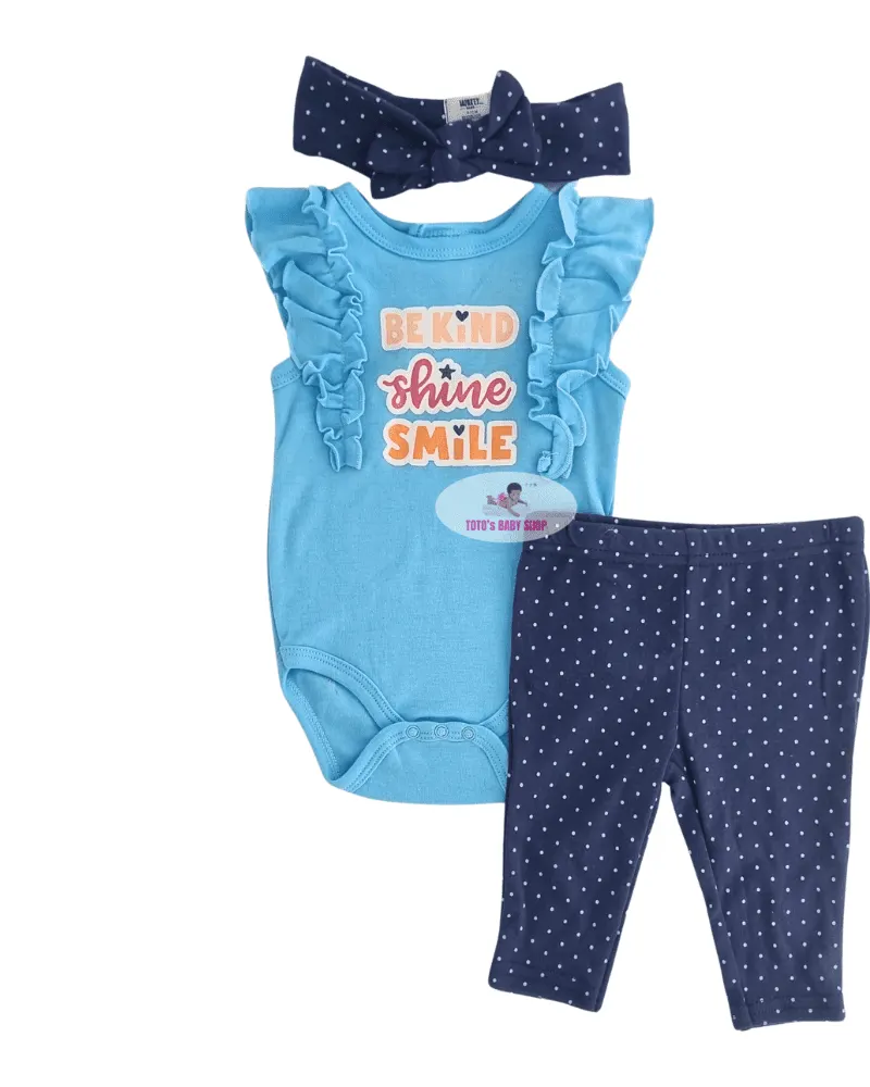 Girl 3 Pc set (onesies+pant+headband) 2307
