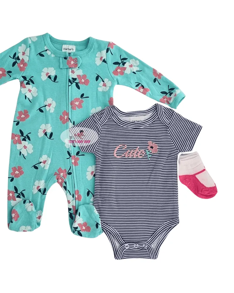 Girl Set (romper+body suit+socks) 2901