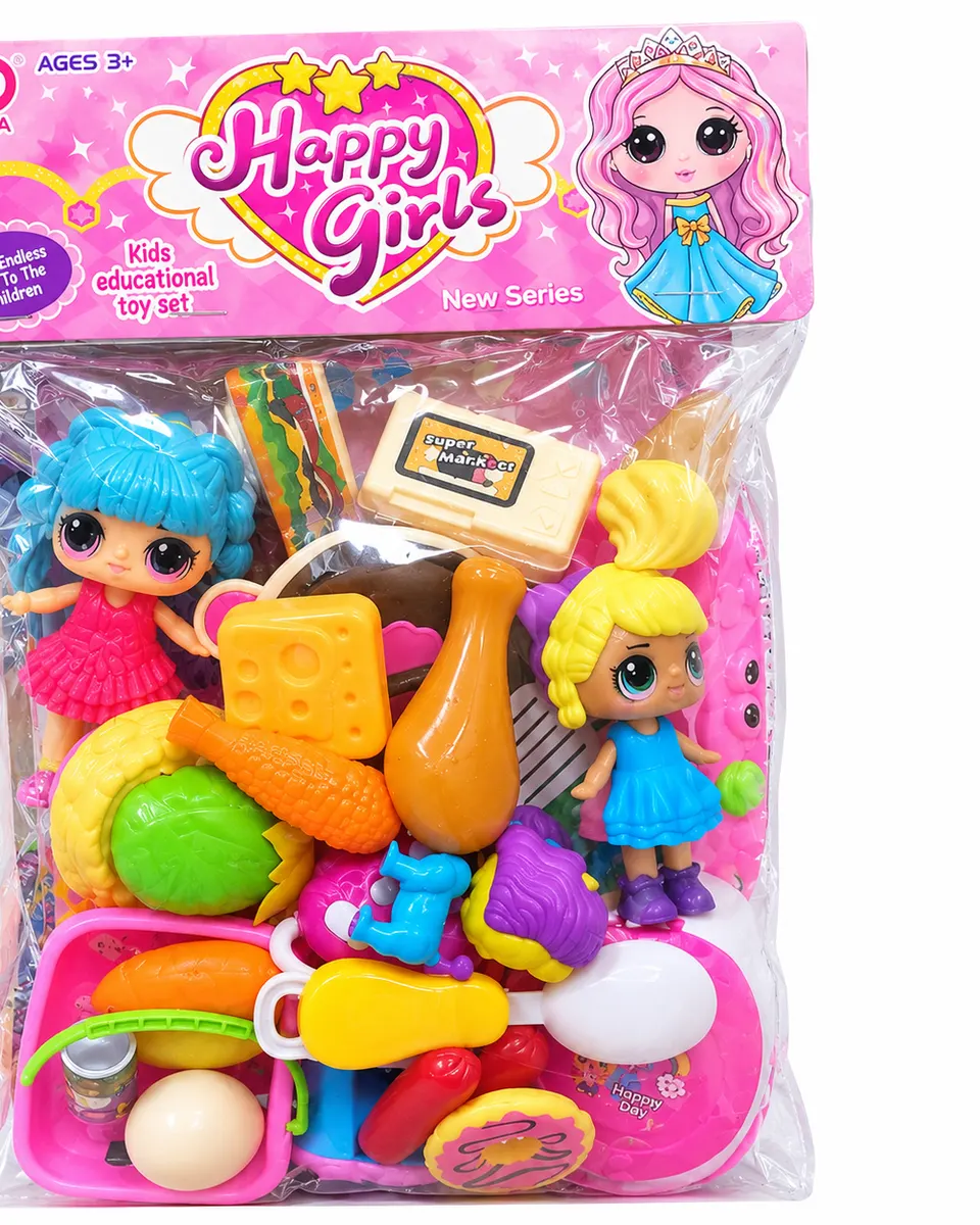 Happy Girls Kids Educational Toy Set – Dolls and Pretend Cooking Accessories