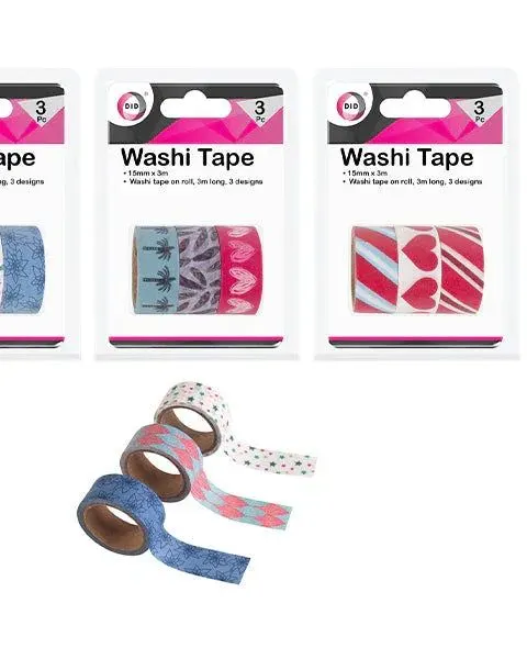 Pibi Did Washi Tape 15Mm X 3M 3 Pack Assorted Age-3 Years & Above