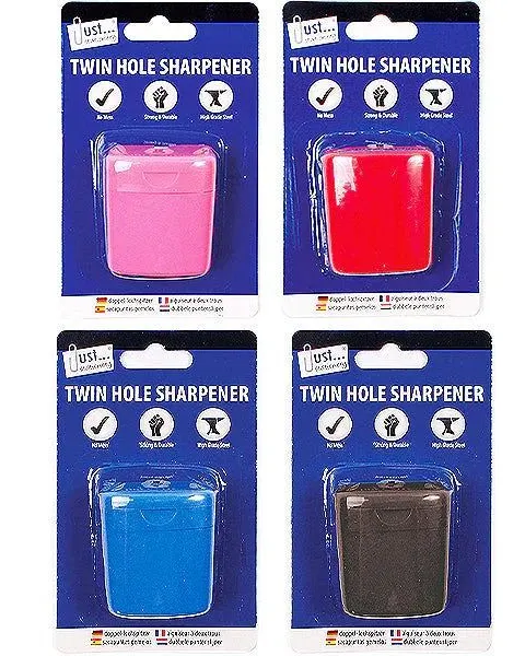 Pibi Just Stationery Twin Hole Pencil Sharpener Assorted Colours Age-3 Years & Above