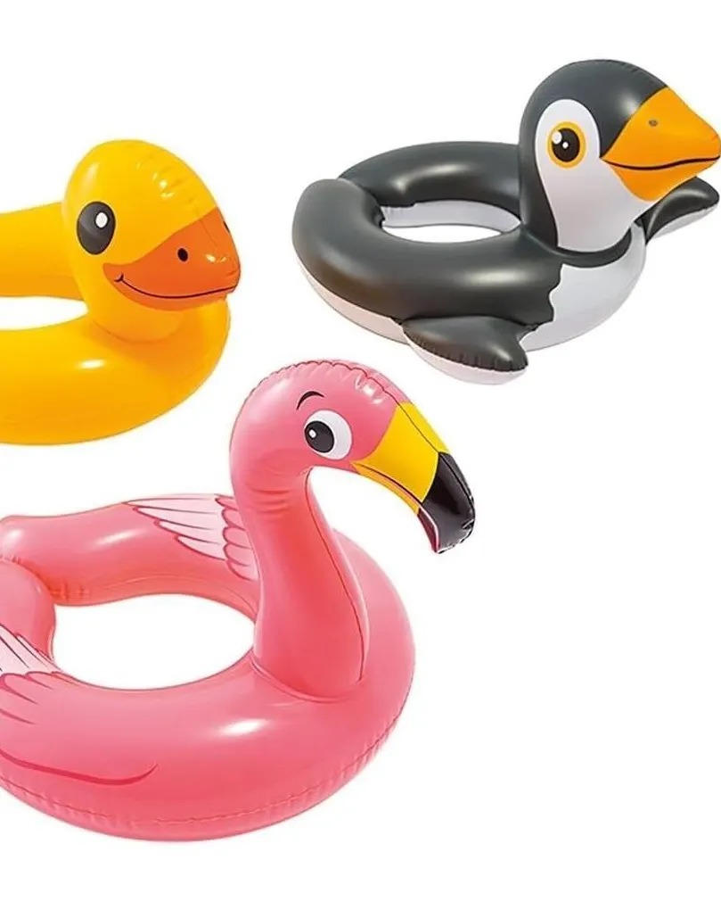 Intex Animal Swim Rings Inflatable - Penguin, Duck, Flamingo ( Assorted) Age- 3 Years to 6 Years