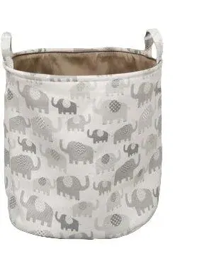 Pibi Adorable Elephants Printed Laundry Bag/Toy Organizer (35 x 40 cm) White/Grey Age- Newborn & Above