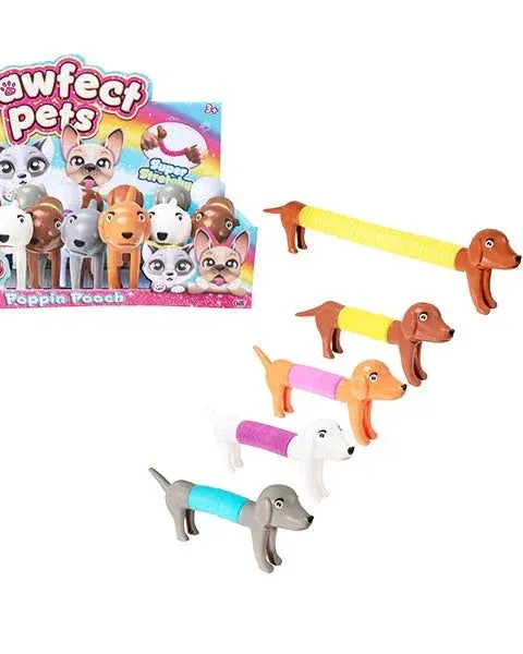 Pibi Pawfect Pets Poppin' Pooch Stretchy Dog Toy Assorted Colours Age-3 Years & Above
