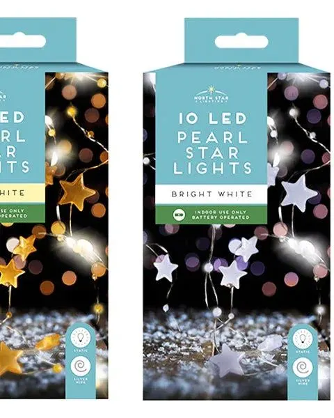 Pibi Christmas 10 Led Pearl Star String Lights Assorted Age- Newborn & Above