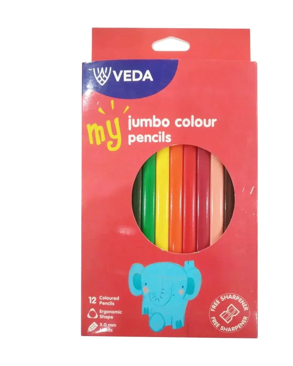 Veda Jumbo Colour Pencil Pack of 12 JP12-2 Age- 3 Years & Above