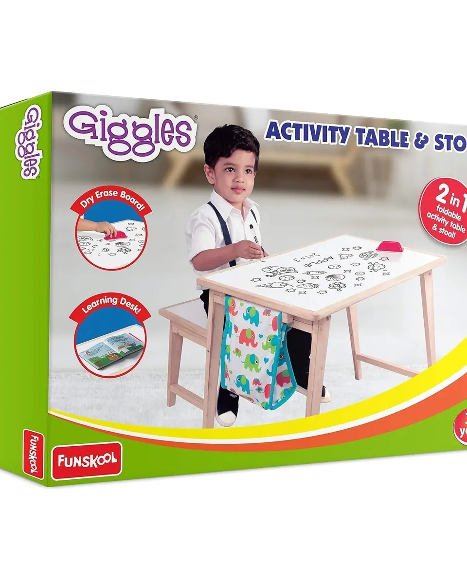 Funskool Giggles Wooden Activity Table & Chair Age- 2 Years & Above