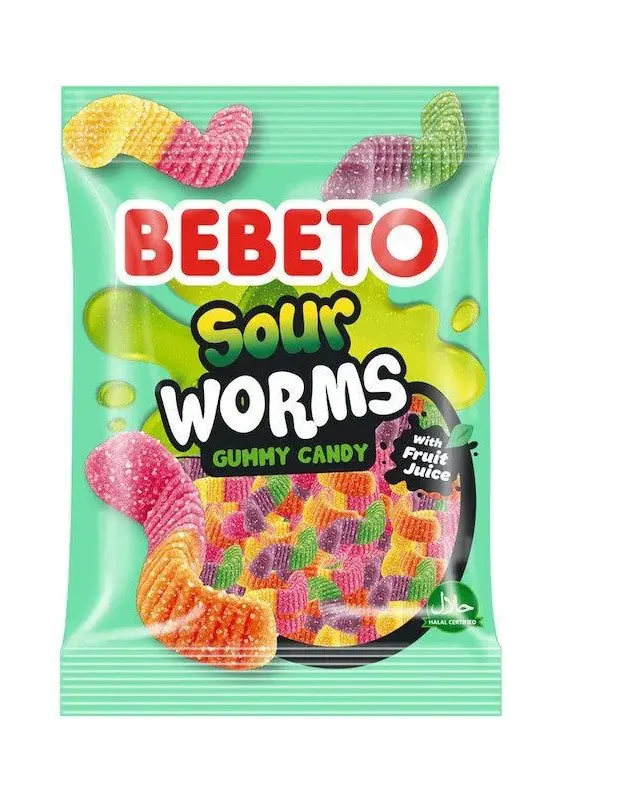 Bebeto Gummy Candy Sour Worms 80G Age- 3 Years & Above