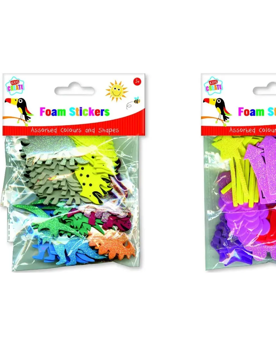 Pibi Kids Create Foam Stickers Assorted Colours & Shapes Age-3 Years & Above