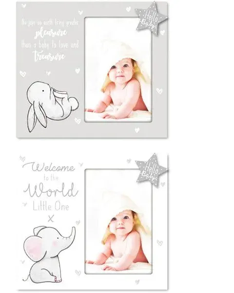 Hugs & Kisses Wooden Baby Photo Frames Assorted 20Cm X 18Cm Age- Newborn & Above