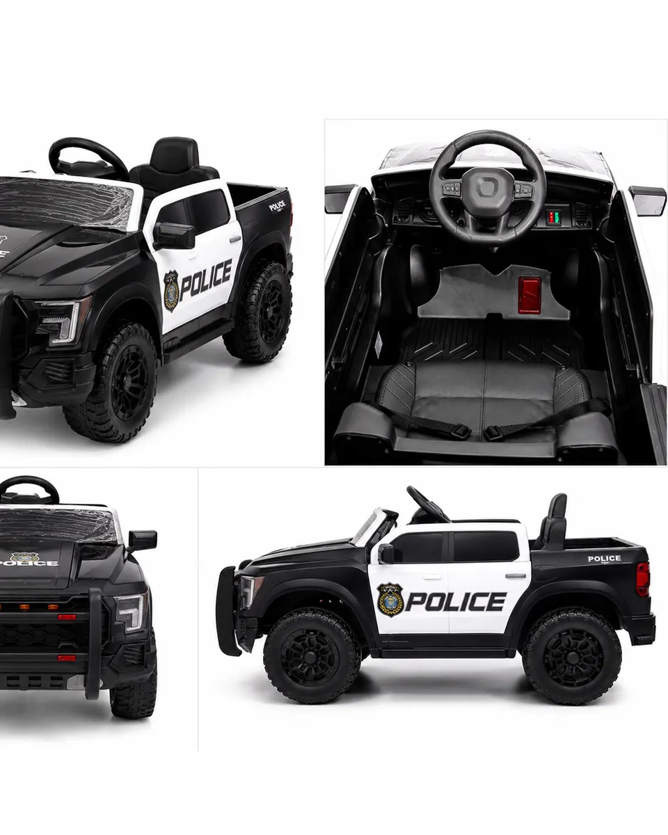 Pibi 12V Ride-On Police SUV Car with Remote Control Black/White Age- 3 Years & Above