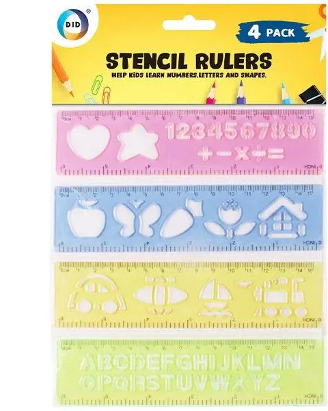 Pibi Did Assorted Stencil Rulers 4 Pack Age-3 Years & Above