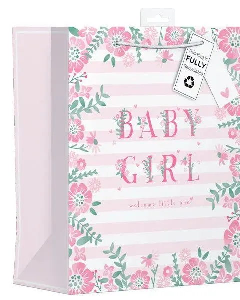 Giftmaker Floral Baby Girl Gift Bag Large Age- Newborn & Above