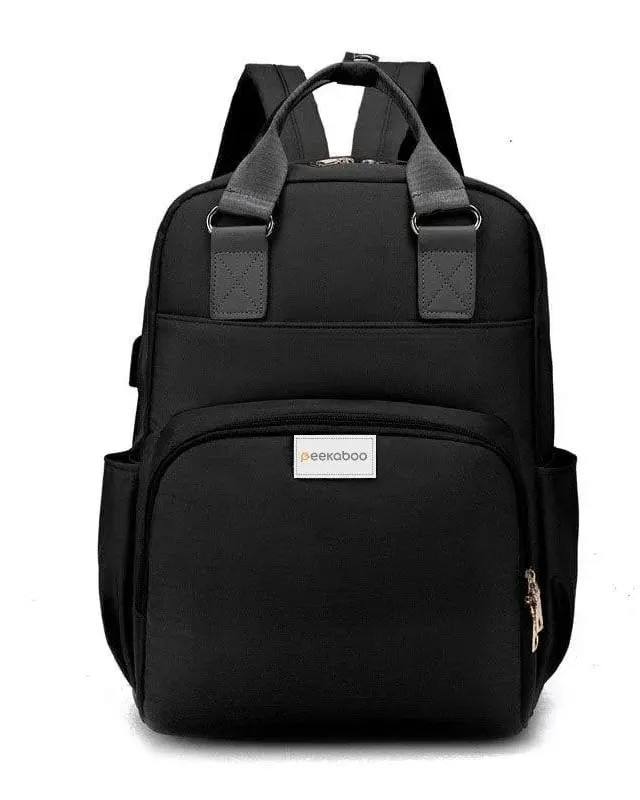 Peekaboo Multiutility Diaper Bag/ Backpack with Black Age- Newborn & Above