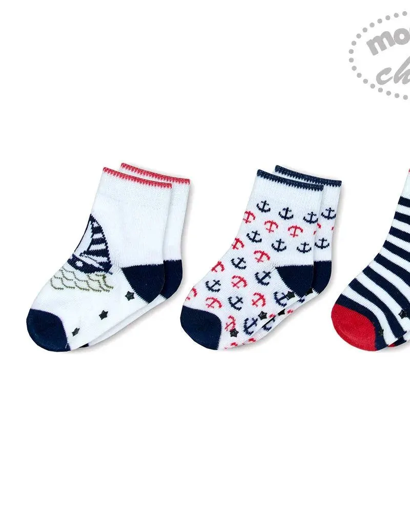 Motherschoice Baby's 3-Pack Socks Black/White/Red IT2909