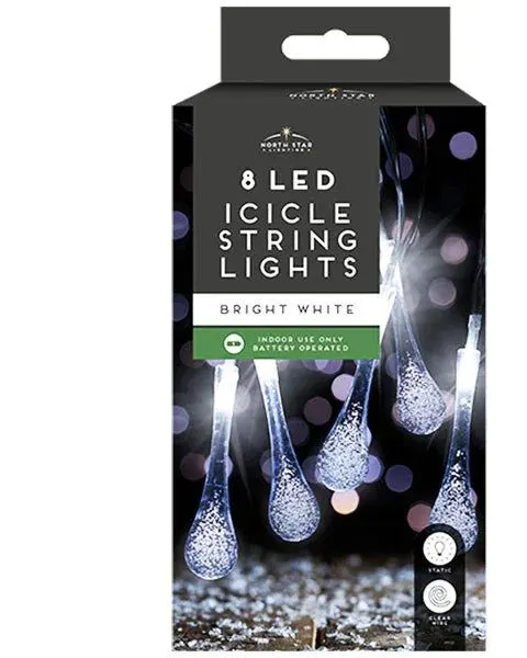 Pibi Christmas 8 Led Icicle Bright White String Lights Age- Newborn & Above