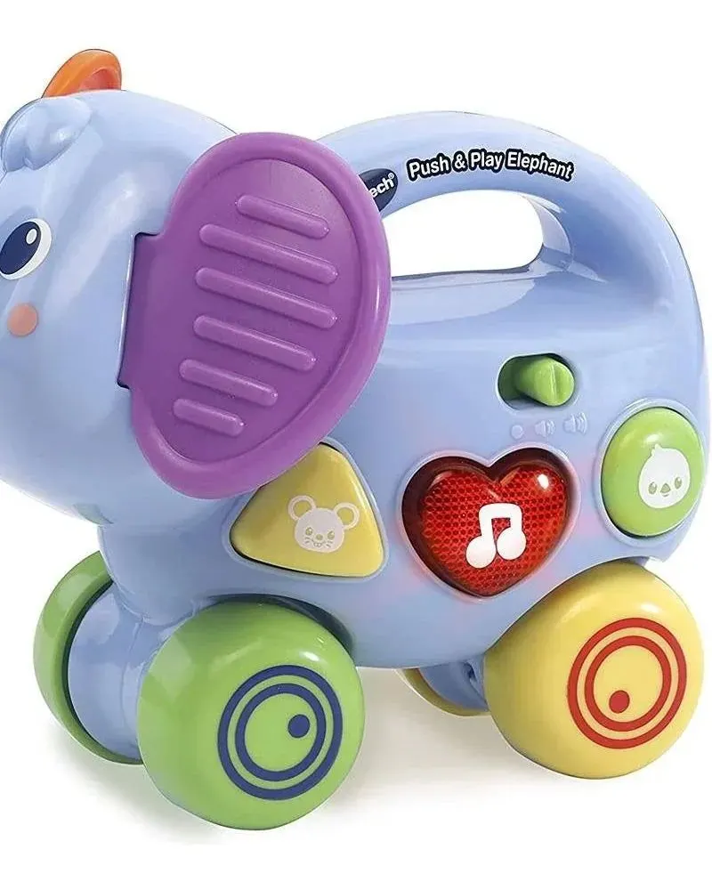 VTech Push & Play Elephant with 3 Shape Buttons, 2 Sing-Along Songs & 10 Melodies Age- 12 Months & Above