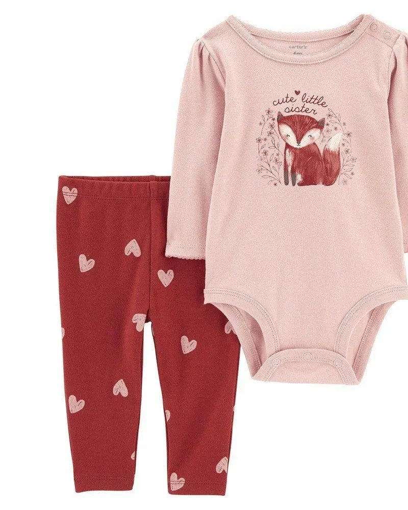 Carter's Infants Girls 2-Piece Fox Bodysuit Pant Set 1N971610
